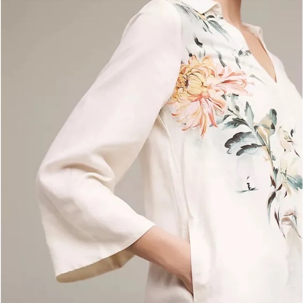 Anthropologie Maeve
Watercolor Printed Tunic Top Bird flowers blouse size MP - Picture 6 of 10